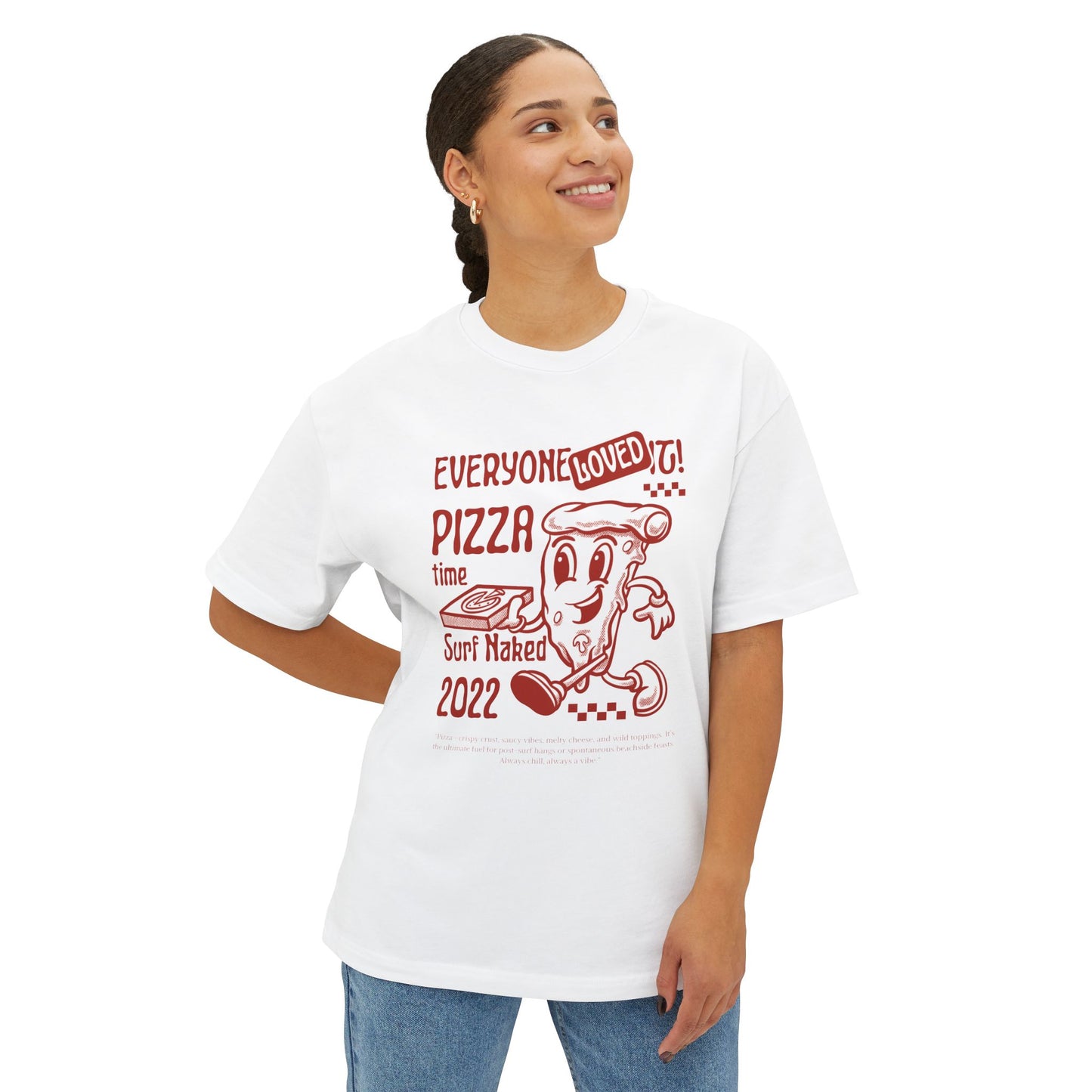 Pizza Time Oversized Boxy Tee White